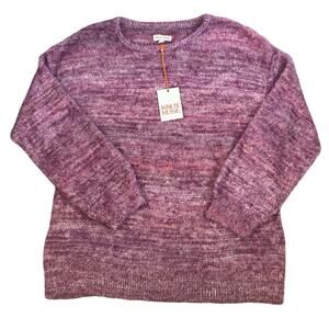 New Knox Rose Space Dyed Crewneck Pullover Sweater Purple Large